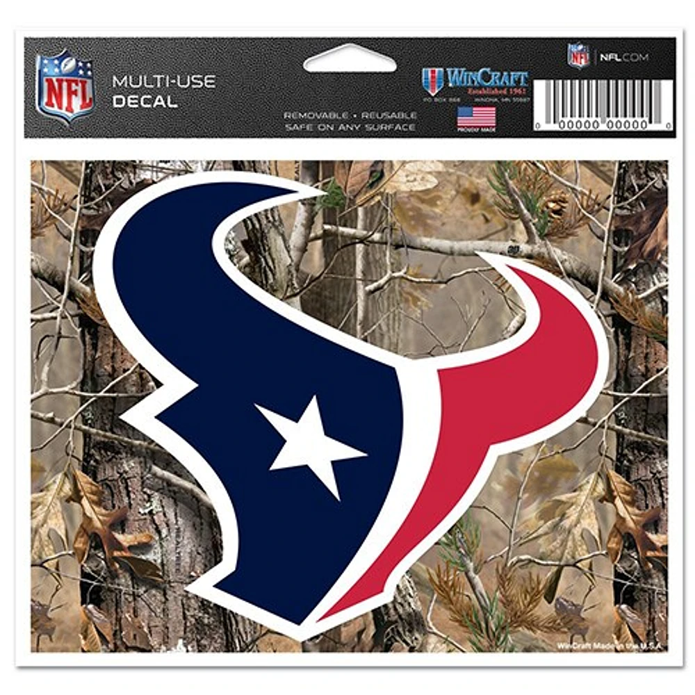 Houston Texans WinCraft 5" x 6" Realtree Camo Multi-Use Decal