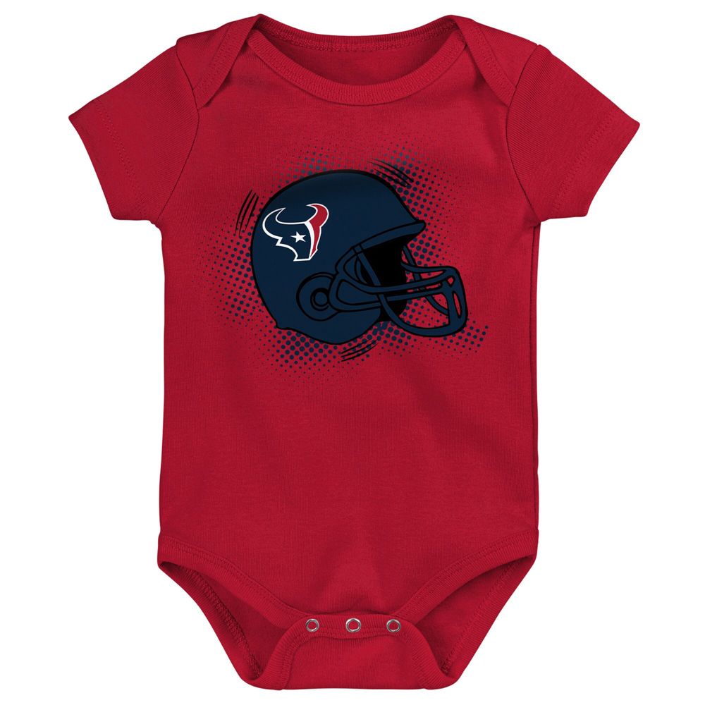 Infant Navy/Red/Heathered Gray Houston Texans 3-Pack Game On Bodysuit Set