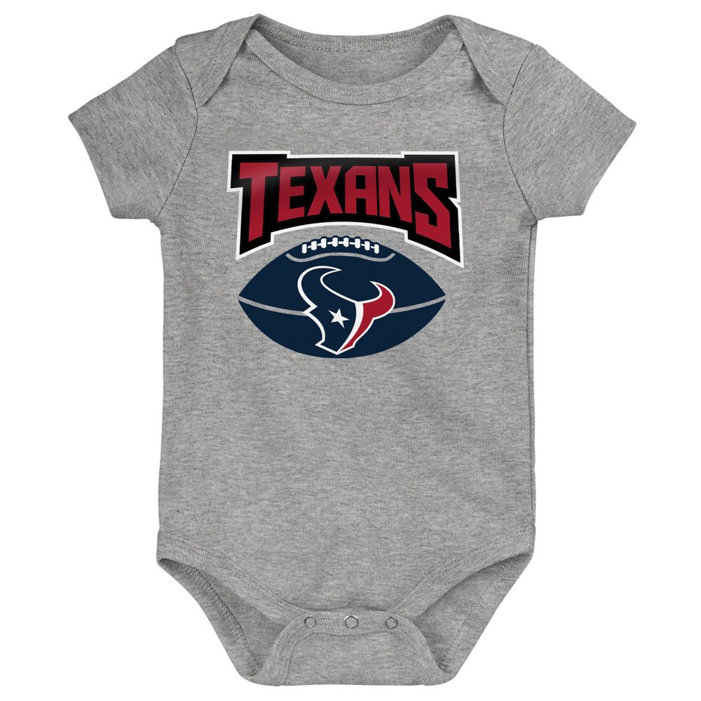 Infant Navy/Red/Heathered Gray Houston Texans 3-Pack Game On Bodysuit Set