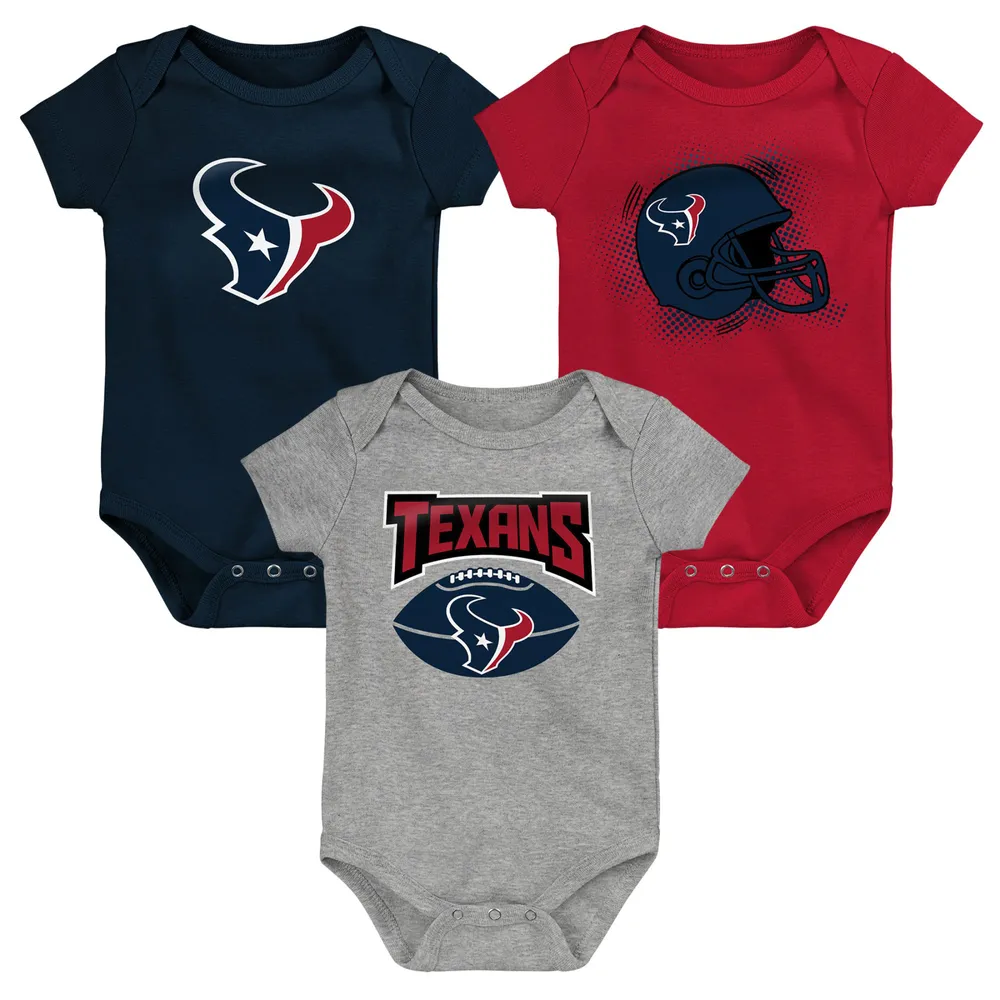 Lot de 3 bodys Game On Houston Texans pour bébé bleu marine/rouge/gris chiné