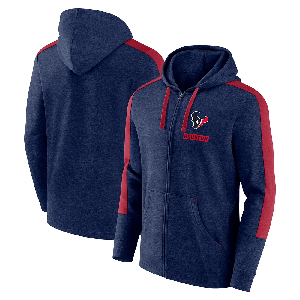 Sweat à capuche zippé pour homme Fanatics Heather Navy Houston Texans Gains