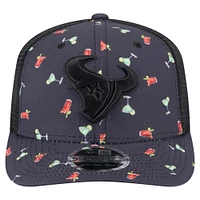 Men's New Era  Navy/Black Houston Texans Adventure Drinks Pattern 9SEVENTY Stretch-Snap Hat