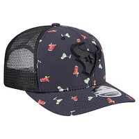 Men's New Era  Navy/Black Houston Texans Adventure Drinks Pattern 9SEVENTY Stretch-Snap Hat