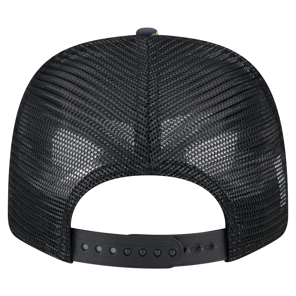 Men's New Era  Navy/Black Houston Texans Adventure Drinks Pattern 9SEVENTY Stretch-Snap Hat