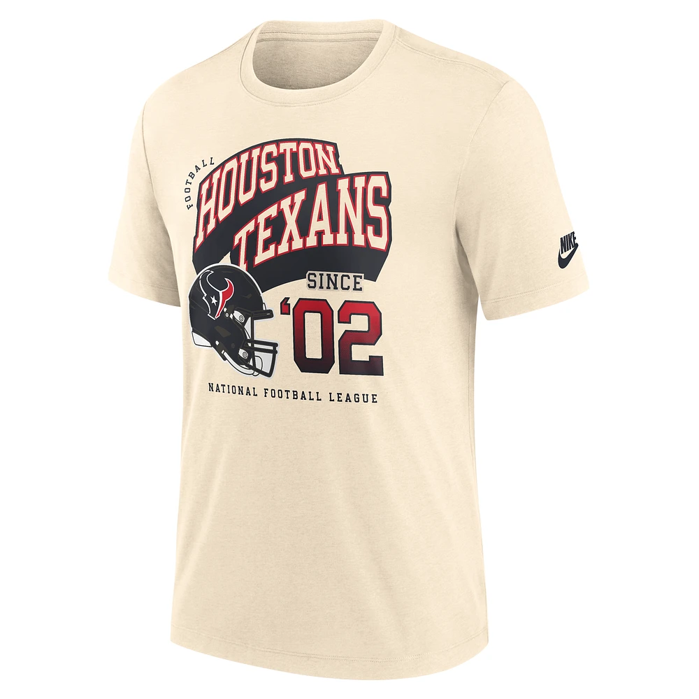 Men's Nike  Natural Houston Texans Rewind Tri-Blend T-Shirt