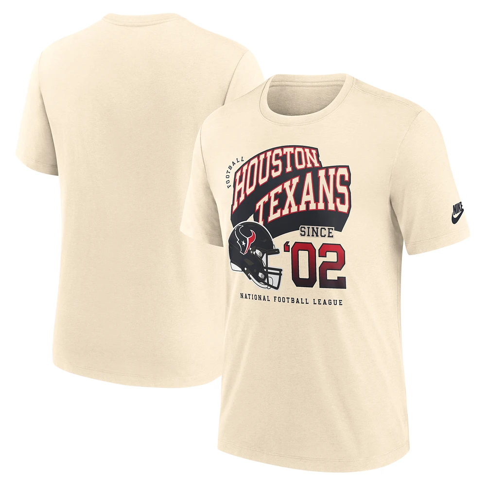 Men's Nike  Natural Houston Texans Rewind Tri-Blend T-Shirt