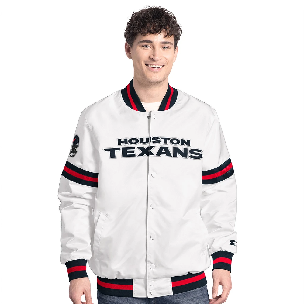 Men's Starter  White Houston Texans Scout Full-Snap Varsity Jacket
