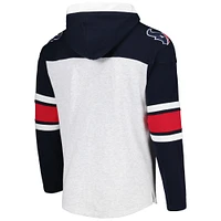 Men's '47 Houston Texans Heather Gray Gridiron Lace-Up Pullover Hoodie