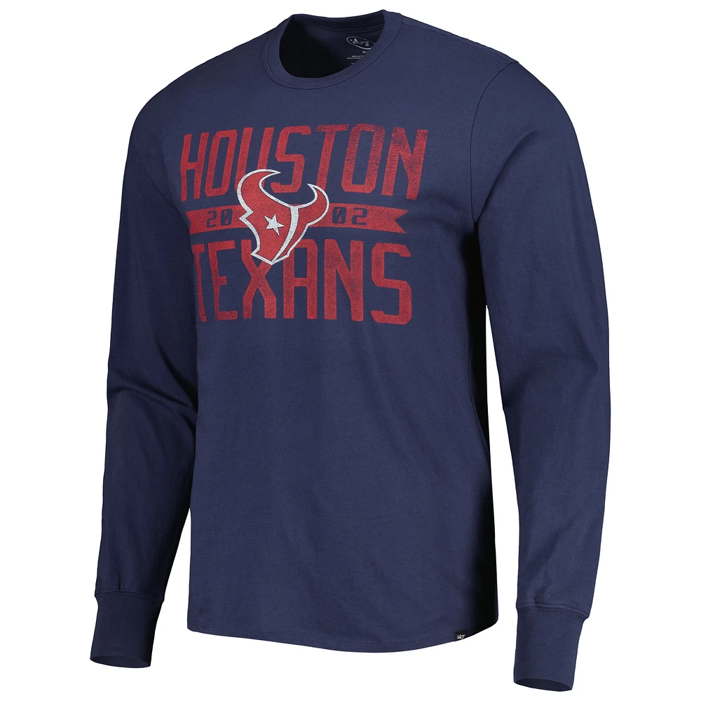 T-shirt à manches longues pour homme '47 bleu marine Houston Texans Brand Wide Out Franklin