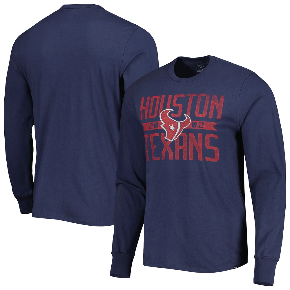 T-shirt à manches longues pour homme '47 bleu marine Houston Texans Brand Wide Out Franklin