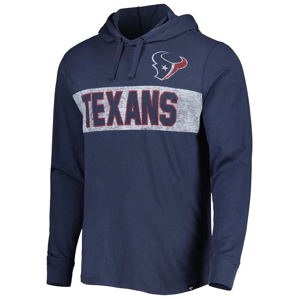 Men's '47 Navy Houston Texans Field Franklin Hooded Long Sleeve T-Shirt