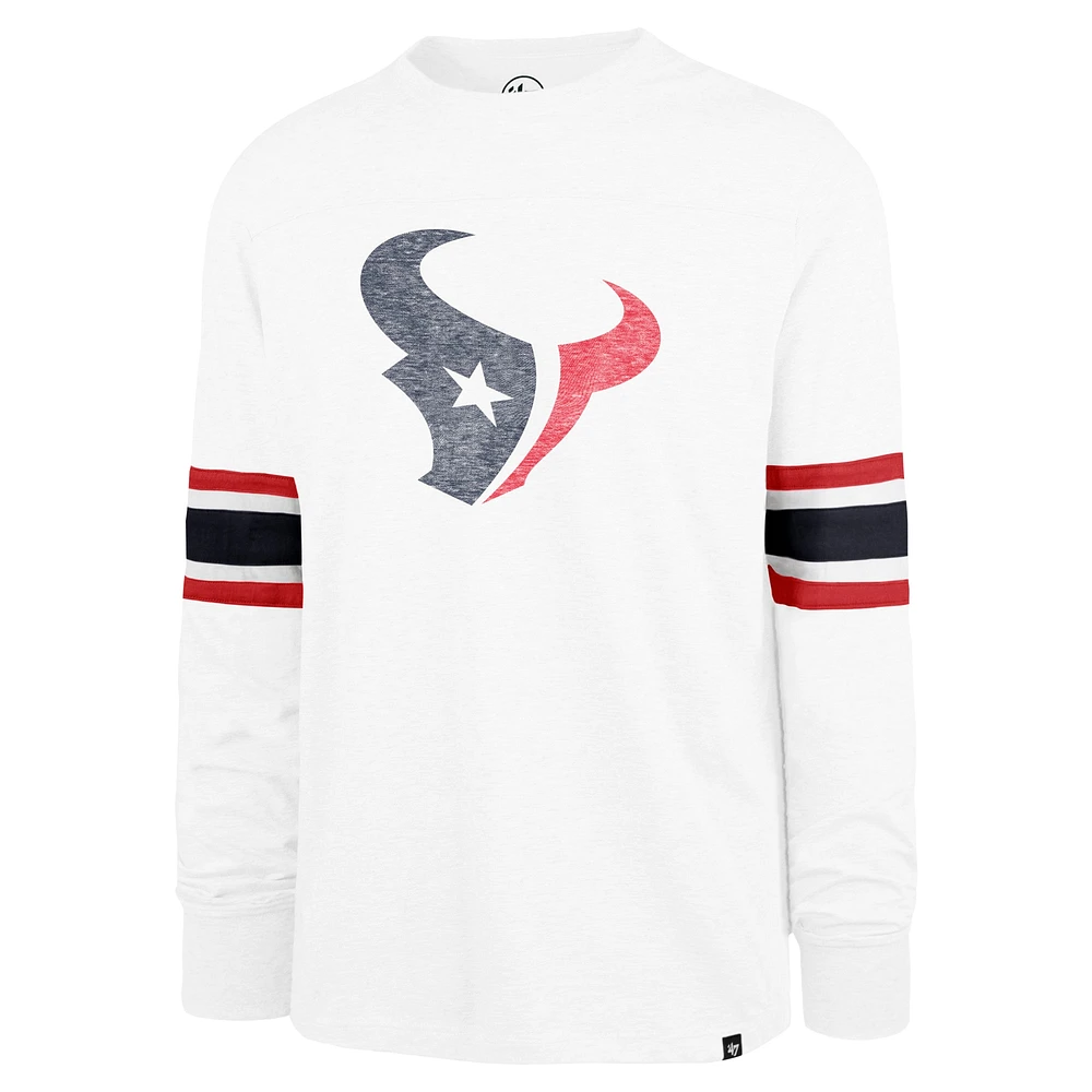 Men's '47 White Houston Texans Gridiron Premier Brex Long Sleeve T-Shirt