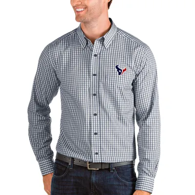 Men's Antigua Black/Gray Houston Texans Carry Long Sleeve Button-Up Shirt Size: Medium