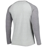 T-shirt Henley à manches longues raglan pour homme Concepts Sport gris chiné Houston Texans Ledger