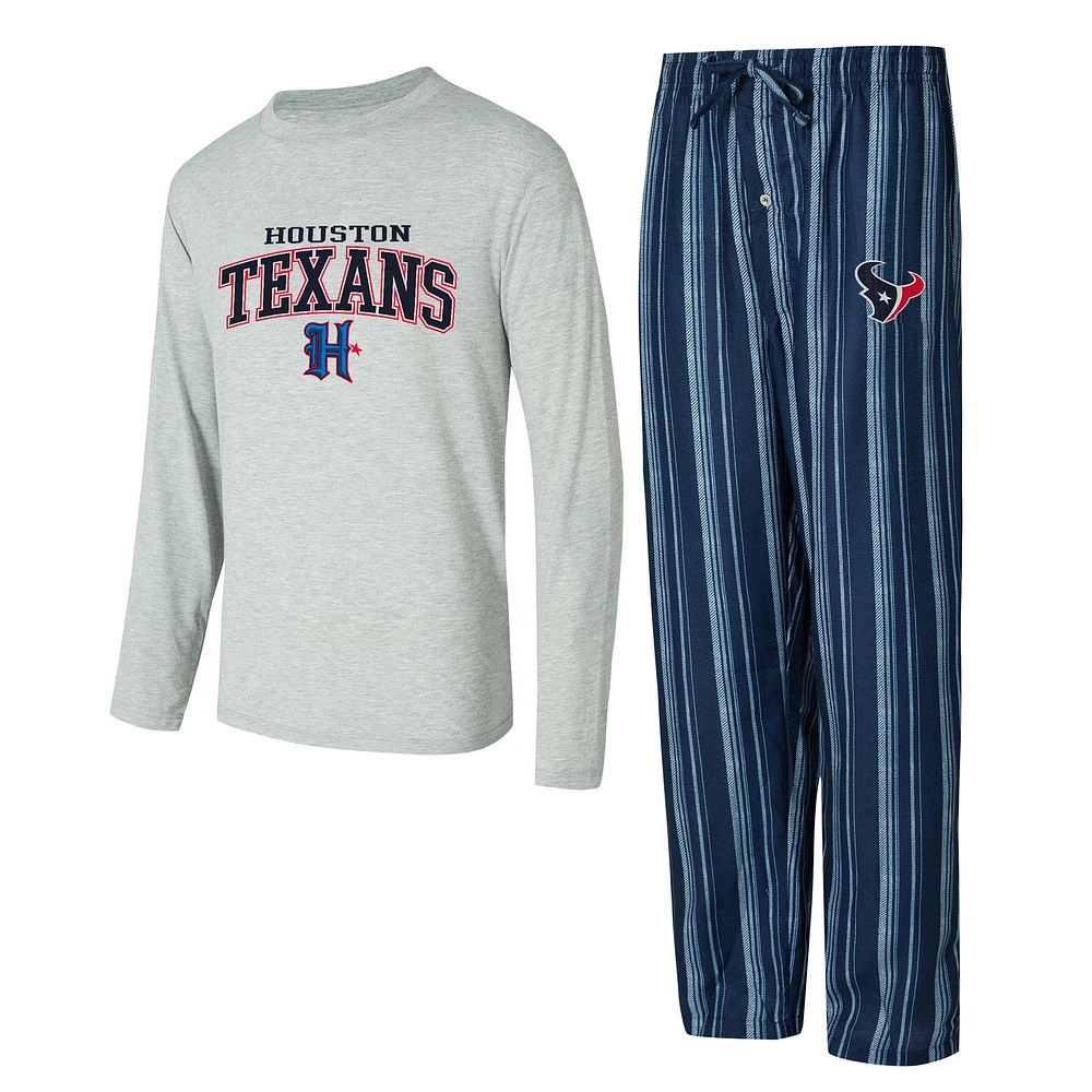 Ensemble de nuit pour homme Concepts Sport Houston Texans Petition avec t-shirt à manches longues et pantalon