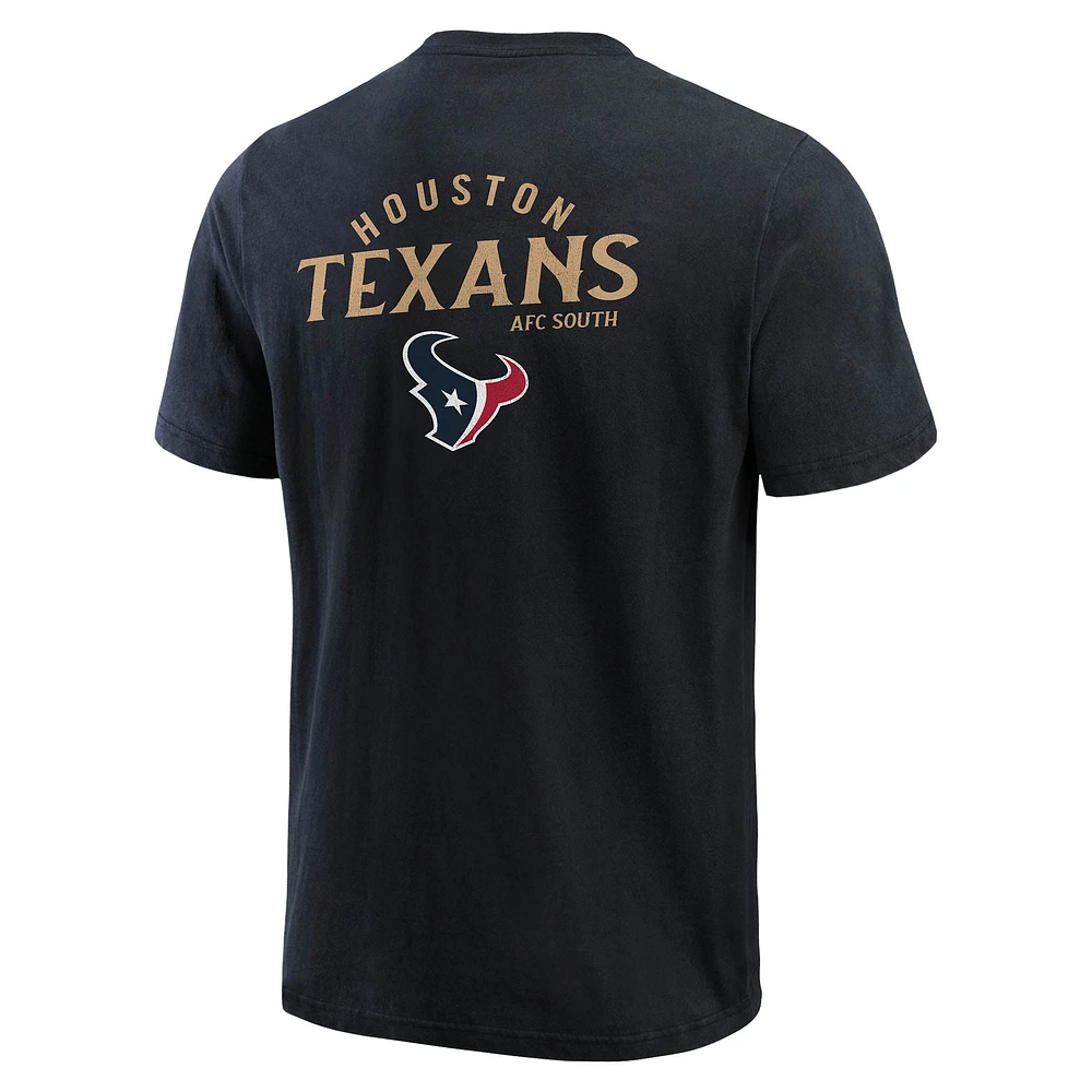 T-shirt Henley délavé noir pour homme de la collection Darius Rucker Fanatics des Houston Texans