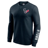 T-shirt à manches longues en tricot gaufré délavé bleu marine pour homme de la collection Darius Rucker par Fanatics des Houston Texans