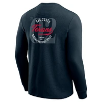 Men's Darius Rucker Collection by Fanatics Navy Houston Texans Washed Waffle-Knit Long Sleeve T-Shirt