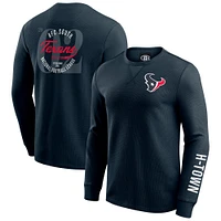 Men's Darius Rucker Collection by Fanatics Navy Houston Texans Washed Waffle-Knit Long Sleeve T-Shirt