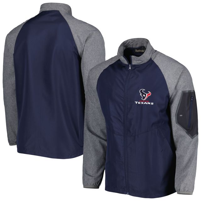 Dunbrooke Navy Houston Texans Hurricane Raglan Veste coupe-vent entièrement zippée pour homme