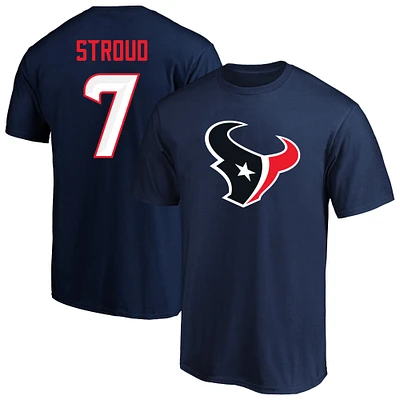 T-shirt Fanatics C.J. Stroud bleu marine pour homme avec nom et numéro de joueur des Houston Texans