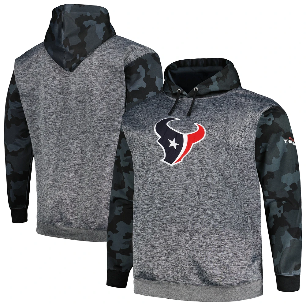 Men's Fanatics Heather Charcoal Houston Texans Big & Tall Camo Pullover Hoodie