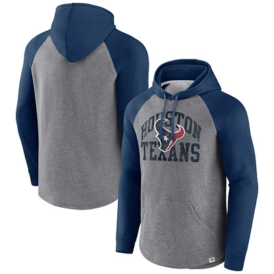 Sweat à capuche raglan préféré des Houston Texans de Fanatics Heather Gray pour hommes