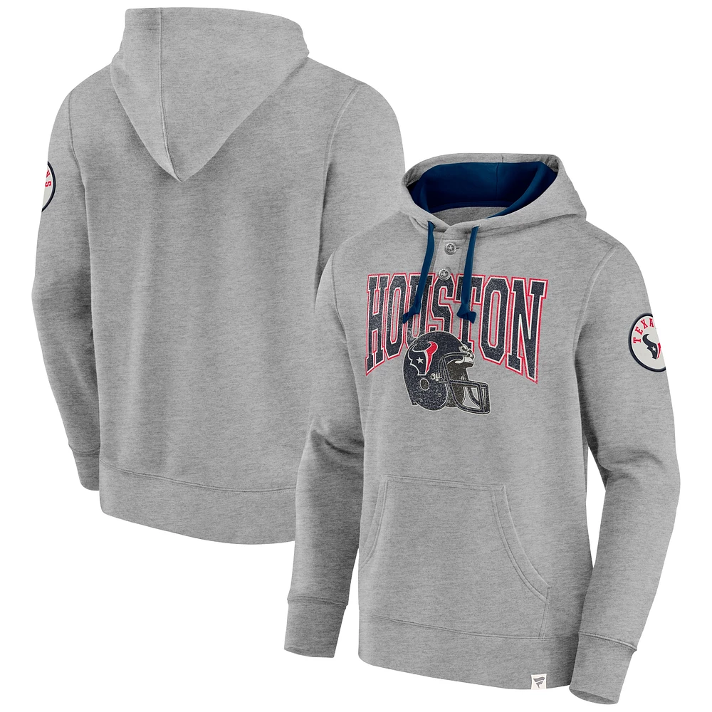 Sweat à capuche enfiler Fanatics Heather Gray Houston Texans Label Maker pour hommes