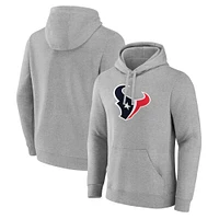 Men's Fanatics  Heather Gray Houston Texans Logo Pullover Hoodie