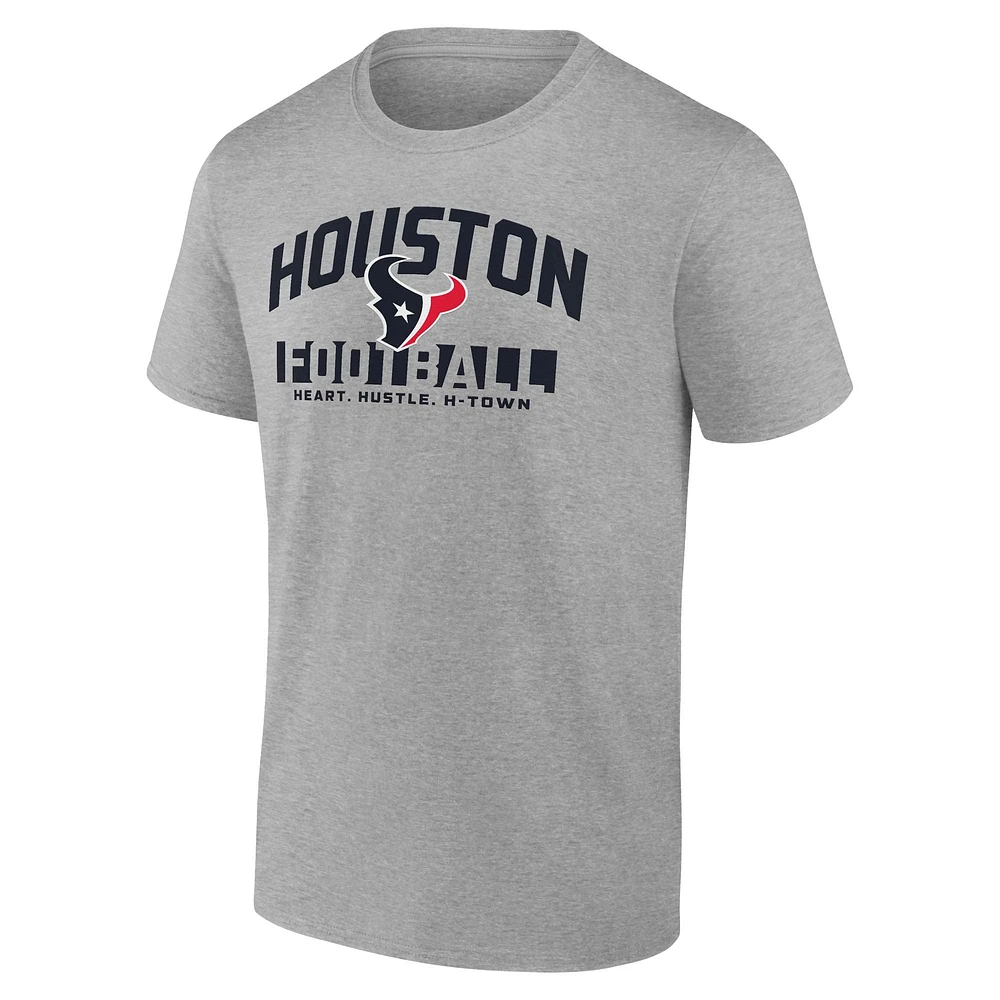 Men's Fanatics Heather Gray Houston Texans Screen Blocking T-Shirt