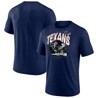 Men's Fanatics Heathered Navy Houston Texans End Around Tri-Blend T-Shirt