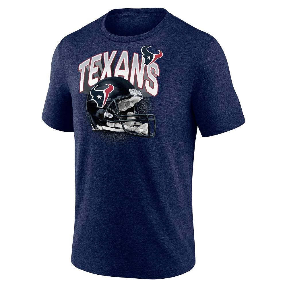 Men's Fanatics Heathered Navy Houston Texans End Around Tri-Blend T-Shirt