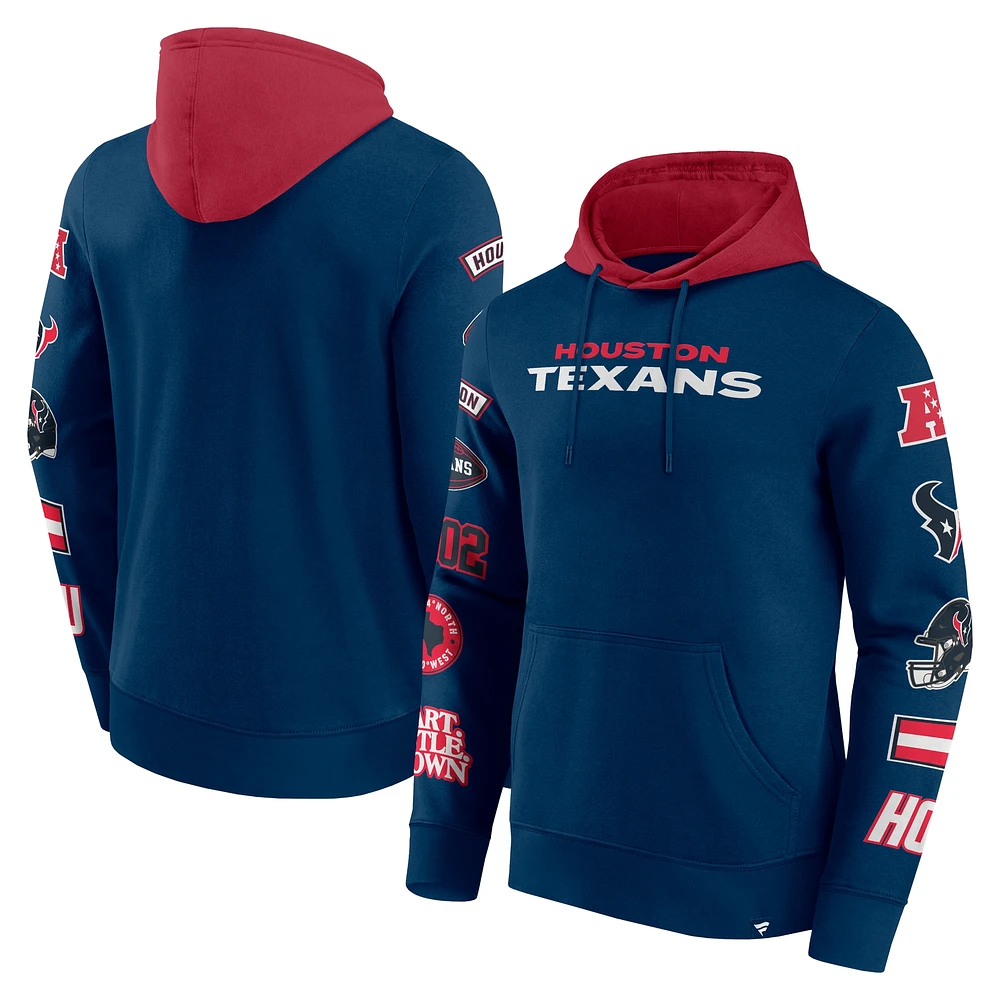 Men's Fanatics  Navy/Cardinal Houston Texans Patched Out Pullover Hoodie