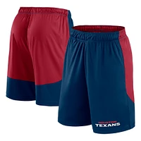 Short de lancement Fanatics bleu marine/rouge pour homme des Houston Texans