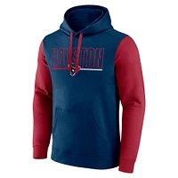 Sweat à capuche enfiler Fanatics bleu marine/rouge Houston Texans Outline pour homme