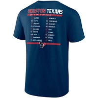 Ensemble combiné de t-shirts du calendrier 2023 des Houston Texans Fanatics pour hommes, bleu marine/blanc