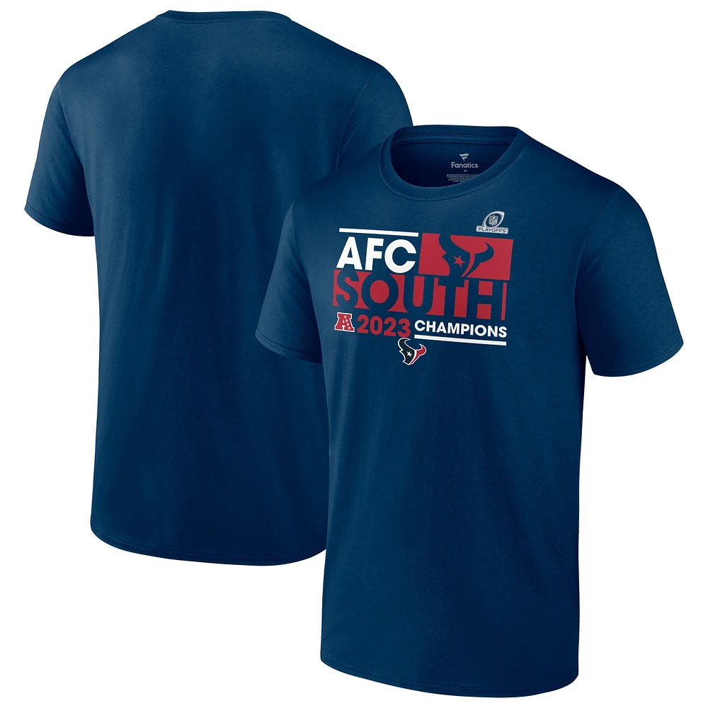 T-shirt Fanatics Navy Houston Texans 2023 Champions de la Division Sud l'AFC pour hommes, grand et