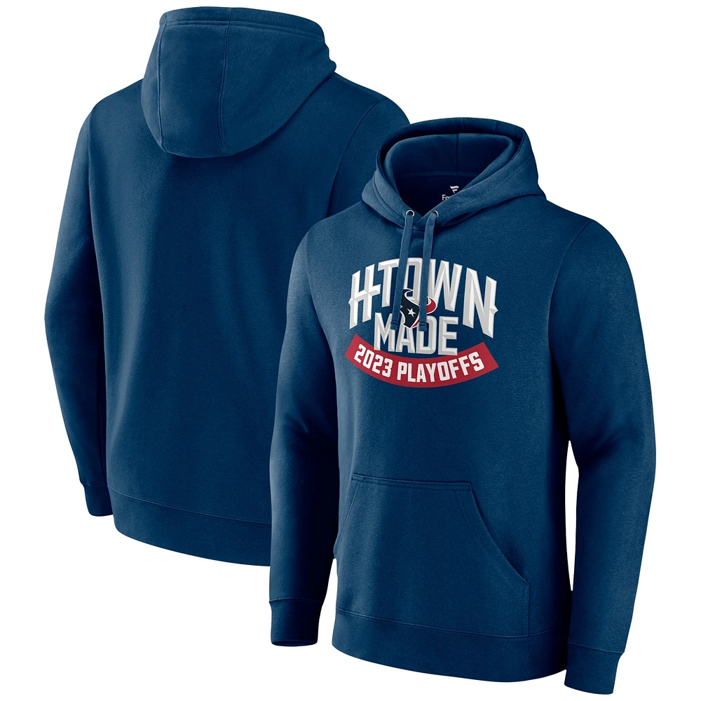 Men's Fanatics Navy Houston Texans 2023 NFL Playoffs H-Town Made Fleece Pullover Hoodie