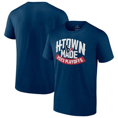 T-shirt Fanatics pour hommes, bleu marine, Houston Texans 2023 NFL Playoffs H-Town Made