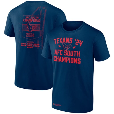 T-shirt Fanatics pour homme bleu marine Houston Texans Champions de la division sud l'AFC 2024