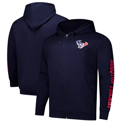 Sweat à capuche zippé manches longues et col rond pour homme Fanatics Navy Houston Texans