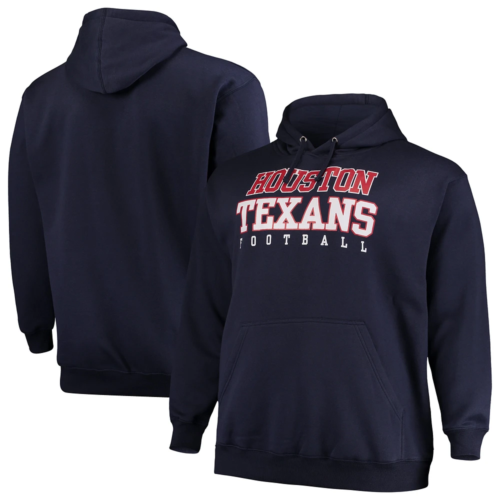 Sweat à capuche empilé Fanatics pour hommes, bleu marine, Houston Texans, Big & Tall