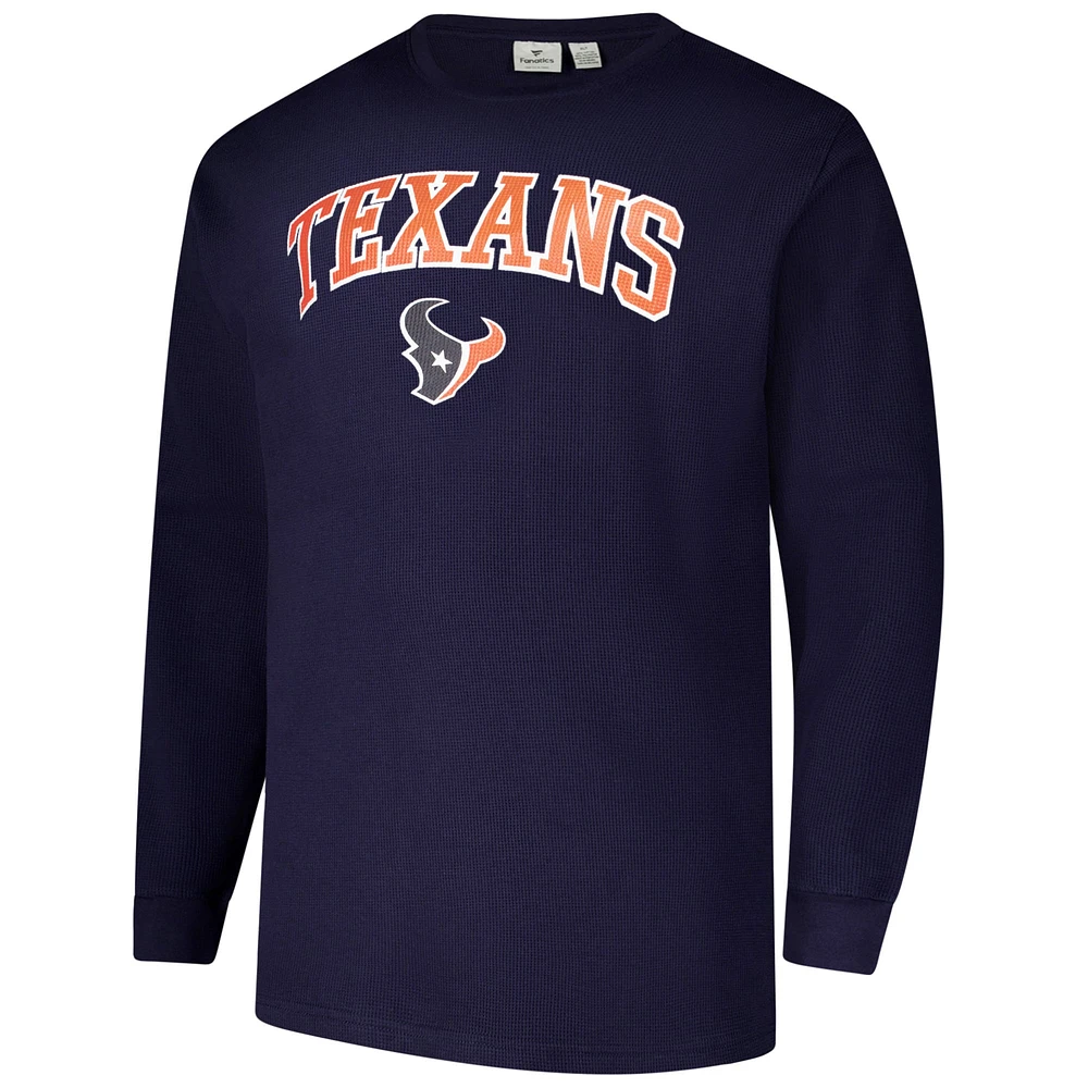 T-shirt thermique à manches longues pour homme Fanatics Navy Houston Texans Big & Tall