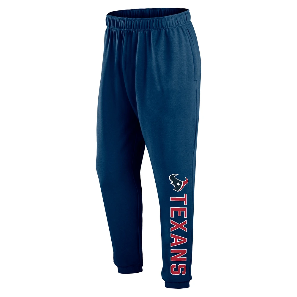 Pantalon de survêtement en polaire Fanatics bleu marine Houston Texans Chop Block pour hommes