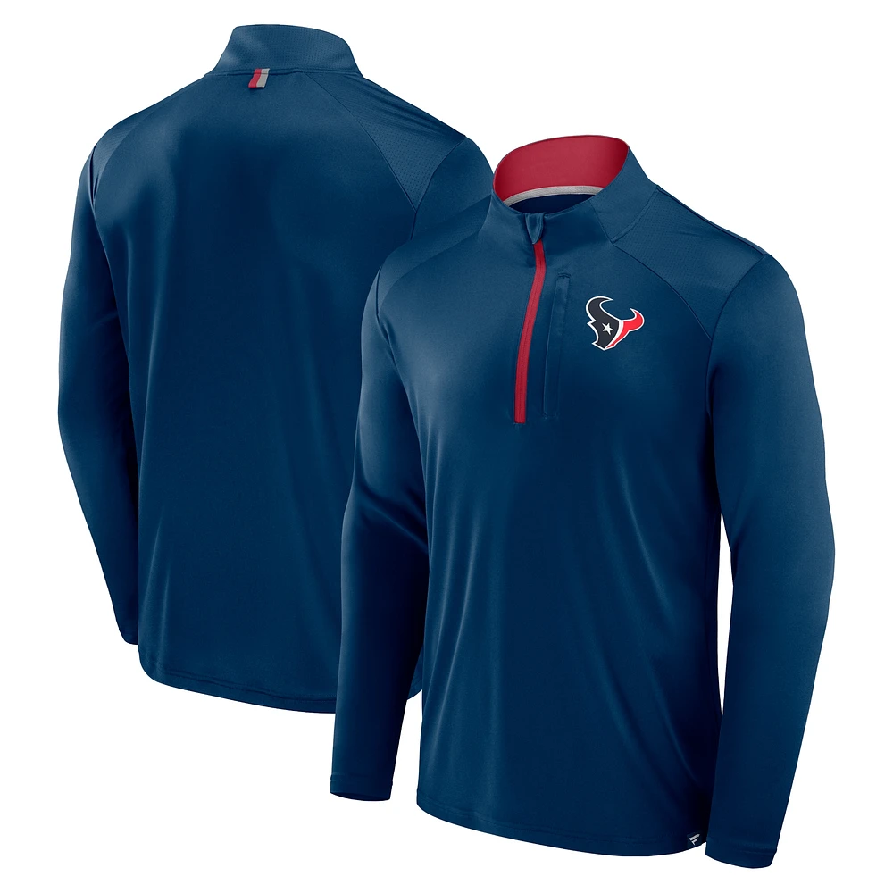 Veste à manches longues et fermeture éclair quart de tour pour homme Fanatics Navy Houston Texans Defender