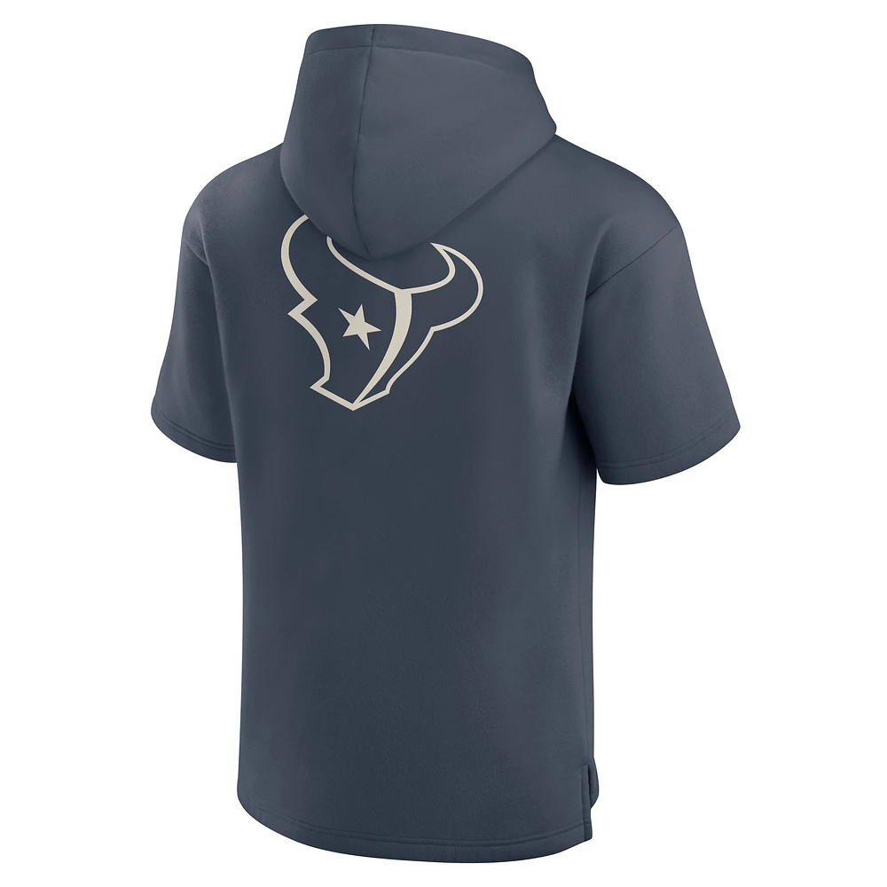 Men's Fanatics Navy Houston Texans Elements Future Ground Lettering Short Sleeve Pullover Hoodie