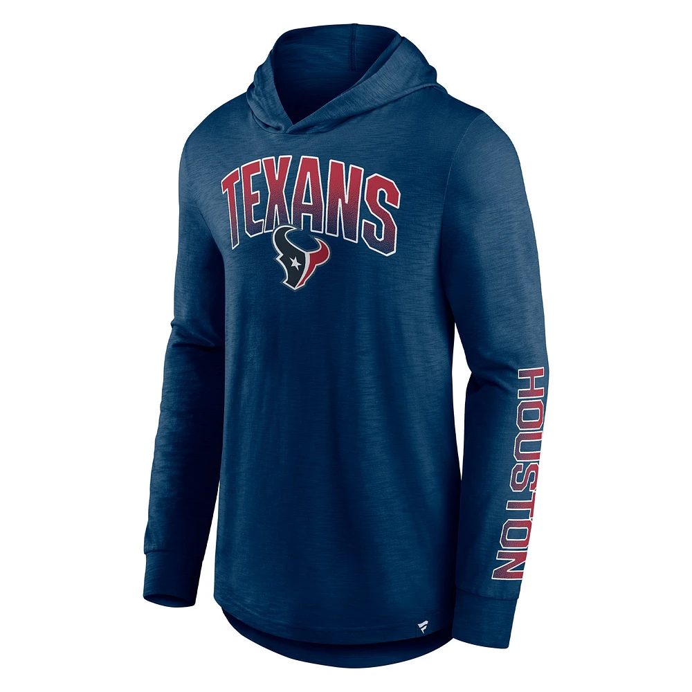 Men's Fanatics Navy Houston Texans Front Runner Long Sleeve Hooded T-Shirt