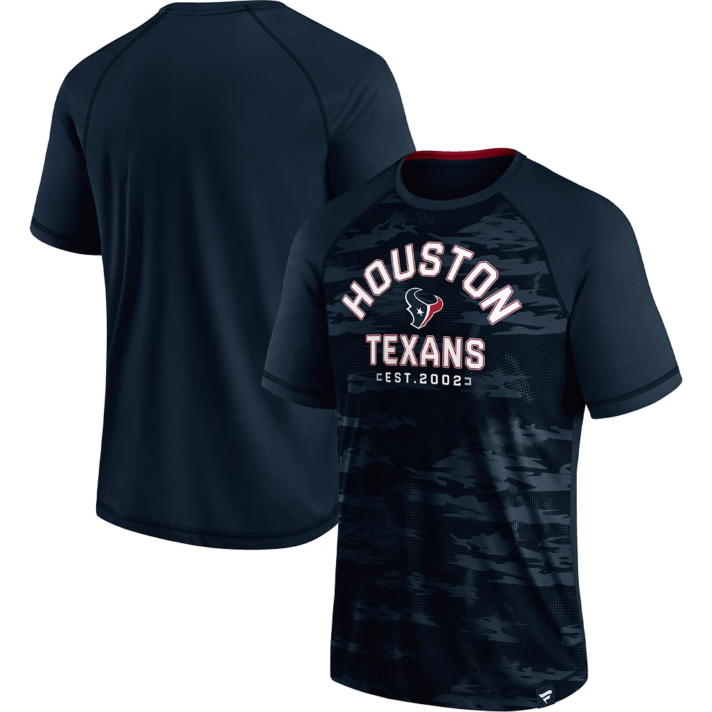 T-shirt Fanatics Navy Houston Texans Hail Mary Raglan pour hommes