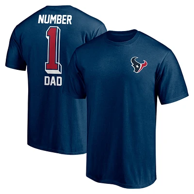 T-shirt pour homme Houston Texans #1 Dad bleu marine de marque Fanatics