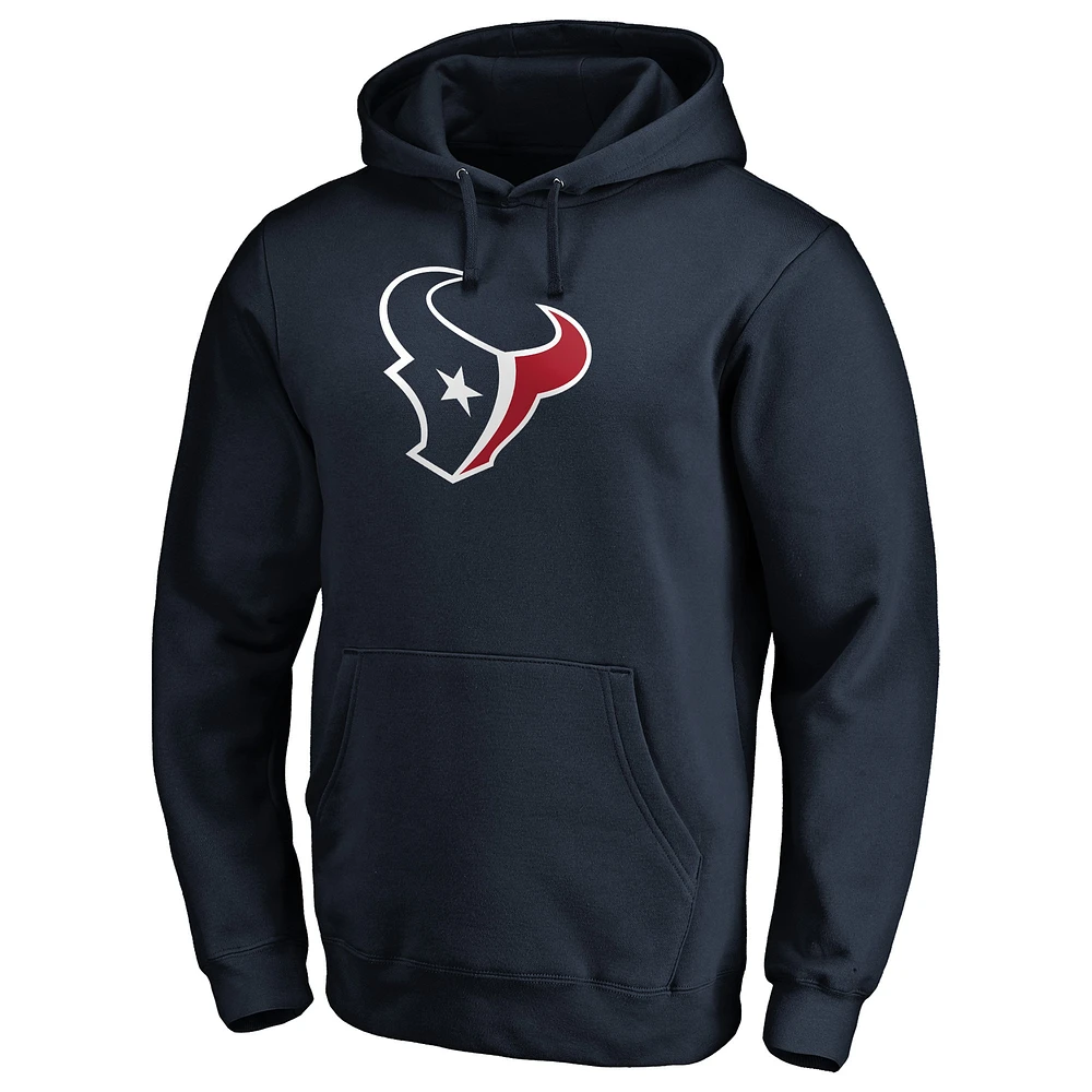 Men's Fanatics Navy Houston Texans Primary Logo Fitted Pullover Hoodie